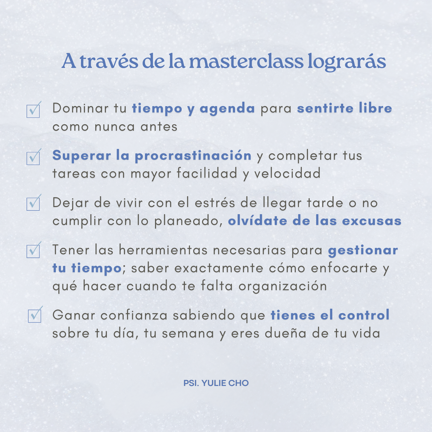Masterclass: Se dueña de tu tiempo