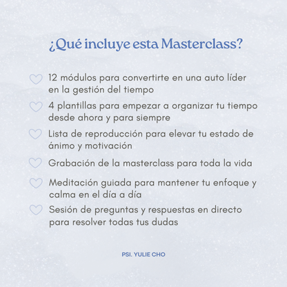 Masterclass: Se dueña de tu tiempo